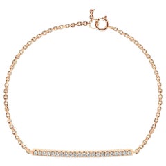 Genuine Diamond Bar Bracelet in 14k Solid Gold