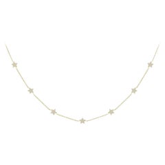 Genuine Diamond Star Station Necklace in 14k Solid Gold