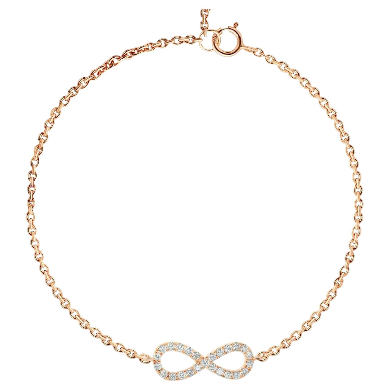 Pulsera Símbolo Infinito de Diamantes Genuinos en Oro Macizo de 14k