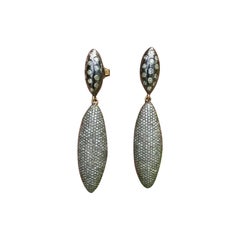 Pave Diamond Spike Handmade Earring in 14k Gold & 925 Silver
