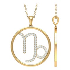 Capricorn Pendant Zodiac Necklace in 14k Solid Gold