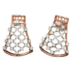 Solid 14k Gold Stud Earrings Designer Diamond Earring