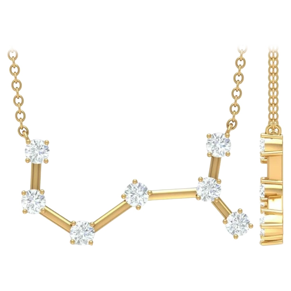Collier à pendentifs en or massif 14k avec diamants et constellation du Zodiac Scorpion