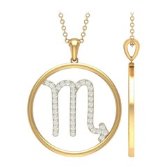Scorpio Zodiac Astrology Sign Pendant Necklace in 14k Solid Gold