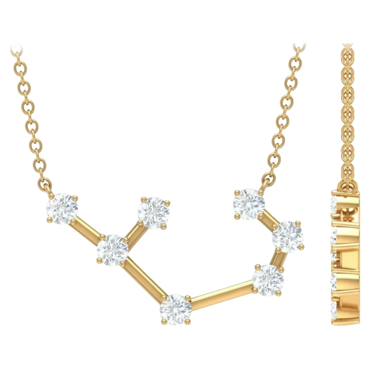 Astrology Sagittarius Zodiac Diamond Pendant Necklace in 14k Solid Gold For Sale