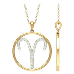 Aries Sign Zodiac Pendant Necklace in 14k Solid Gold