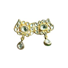 Pendiente de Loto de Diamantes Rosecut Pave en Oro de 14k