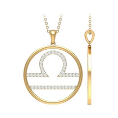 Astrology Libra Zodiac Necklace Open Pendant N98 in 14k Solid Gold
