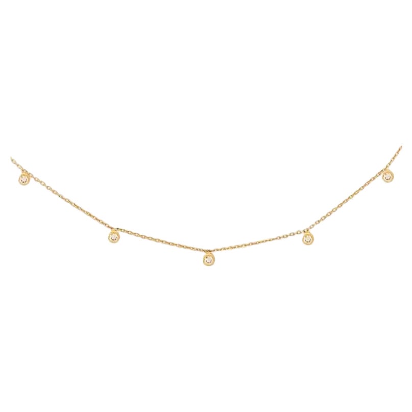 14K Yellow Gold Floating Diamond Necklace