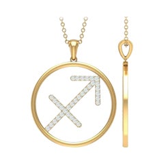 Zodiac Sagittarius Sign Diamond Pendant Necklace in 14k Solid Gold