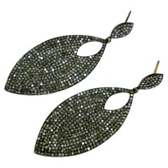 Pendiente de diamante pavé con forma de marquesa en oro de 14k y plata 925 Diamante