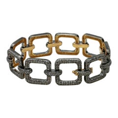 Chain Link Bracelet Pave Diamond in 925 Silver