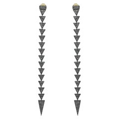 Arrow Stick Dangle Earring in 14k Gold Pave Diamond 925 Silver