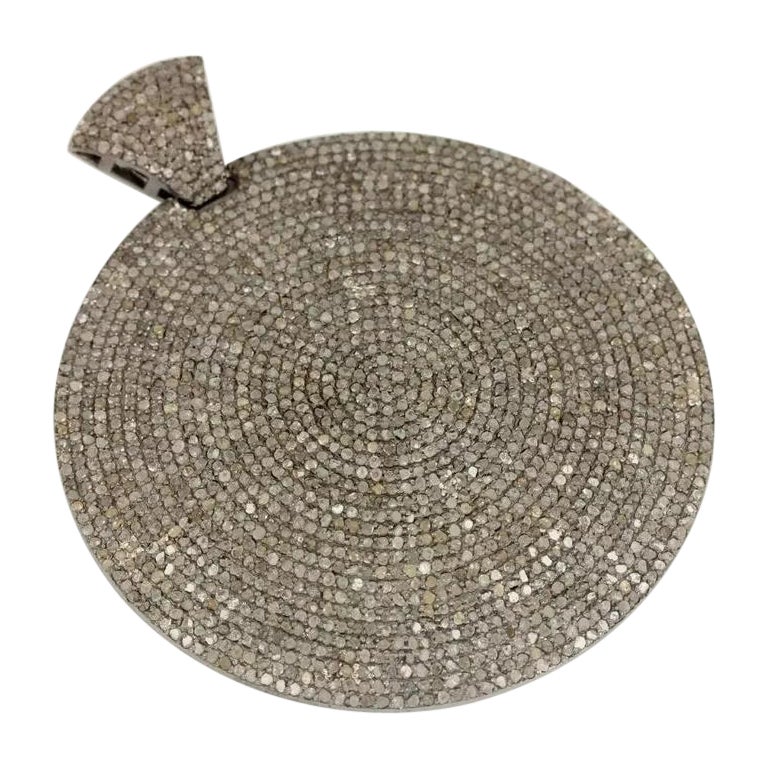 Natural Diamond Round Boho Disc Pendant in 925 Sterling Silver