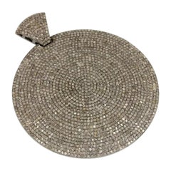 Colgante de disco boho redondo de diamante natural en plata de ley 925