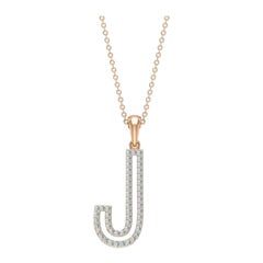 Diamond Initial Pendant J Letter Necklace Diamond Pendant in 14k Solid Gold