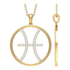 Zodiac Pisces Diamond Pendant Necklace in 14k Solid Gold