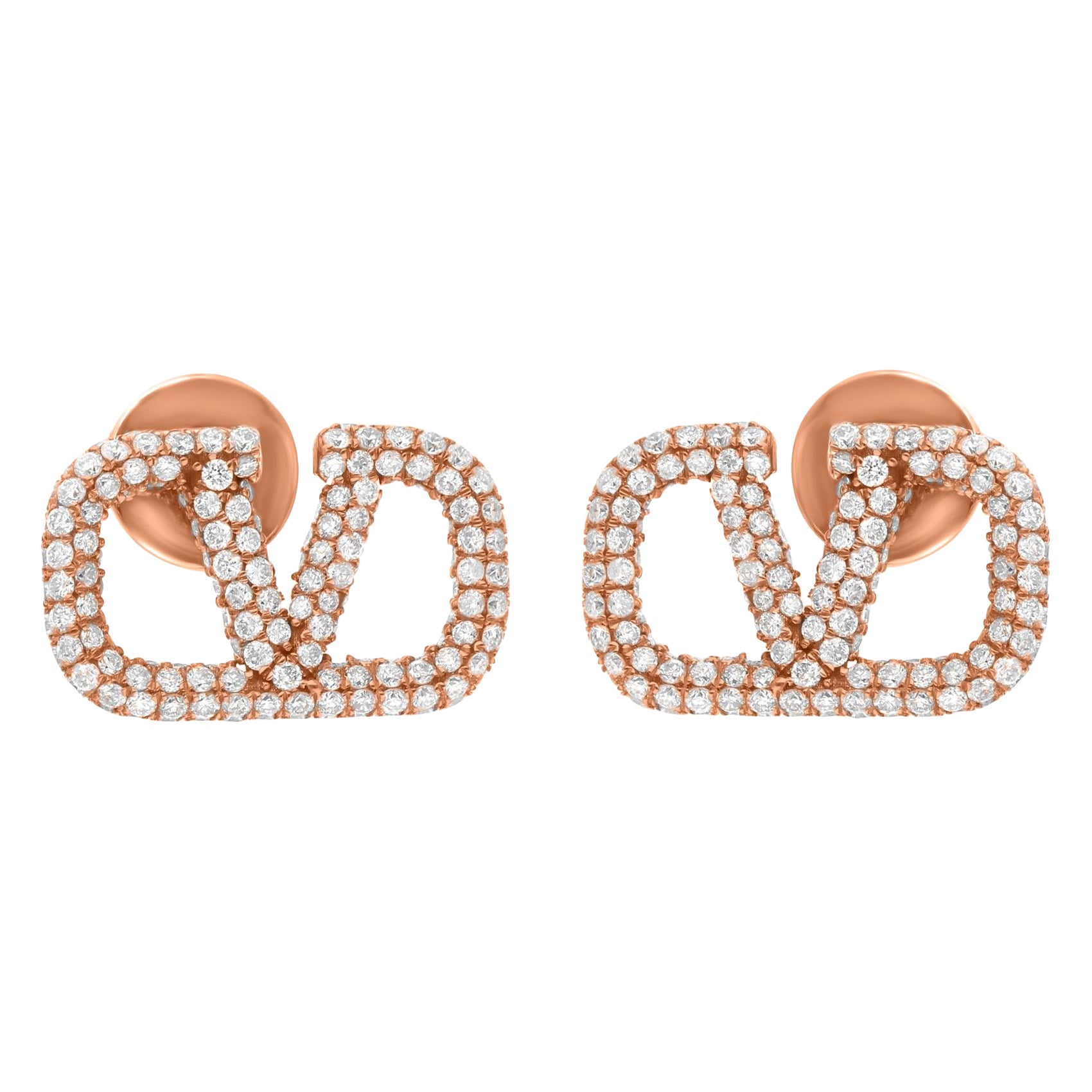 Real 1.58 Carat SI Clarity HI Color Diamond Designer Earrings 18 Karat Rose Gold For Sale