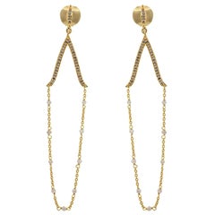 Natural Diamond 14K Yellow Gold Dangle Earring