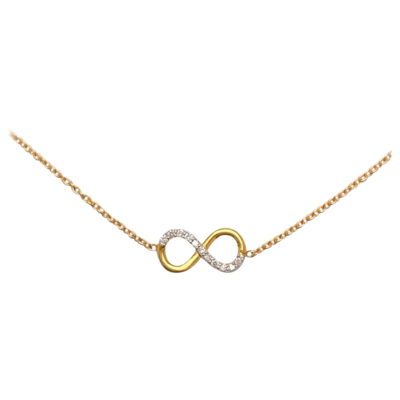 14K Yellow Gold Infinity Natural Diamond Wedding Necklace