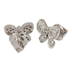 14K Weißgold Schmetterlings-Ohrstecker, echte Diamant-Ohrstecker