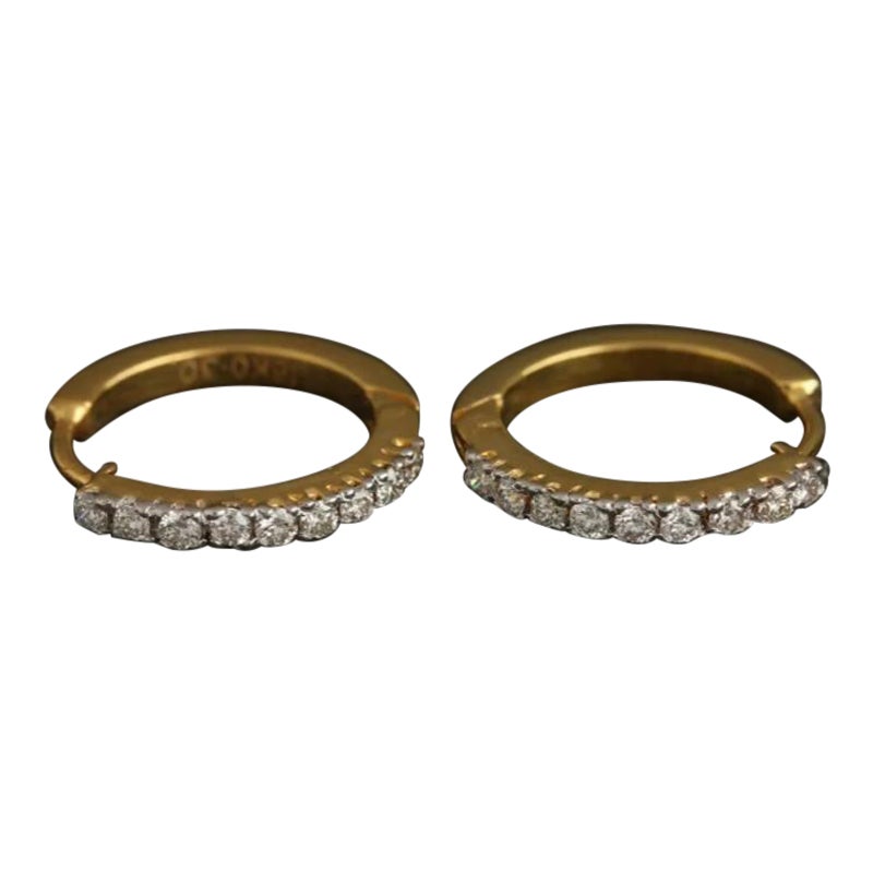 Genuine Certified Diamond Hoop Earring in 14K Yellow Gold