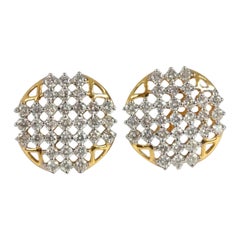 Boucle d'oreille en or jaune 14K avec diamant naturel fait à la main