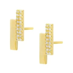 Diamant-Block-Ohrstecker 14K Massivgold Einfache Ohrstecker