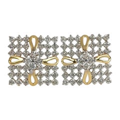 Pendientes de diamantes cuadrados para mujer de oro macizo de 14 quilates hechos a mano