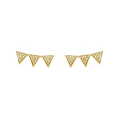 14K Massivgold Dreifach-Diamant-Ohrstecker Einfaches Gold