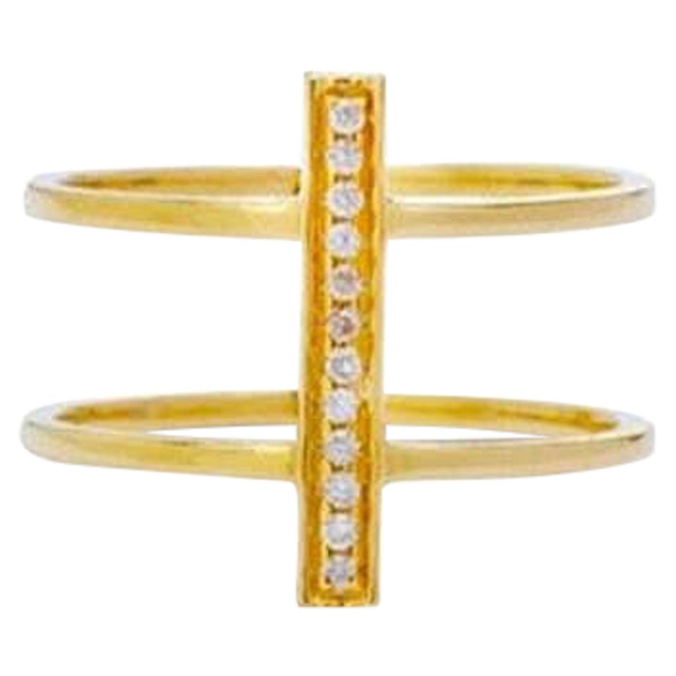 Natural Diamond Bar 14K Yellow Band Solid Wedding Ring