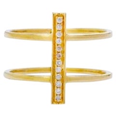 Anillo de boda macizo con barra de diamantes naturales en amarillo de 14 quilates