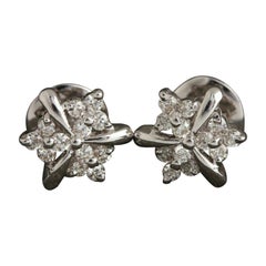 14K White Gold Genuine Diamond Earring Studs Minimalist