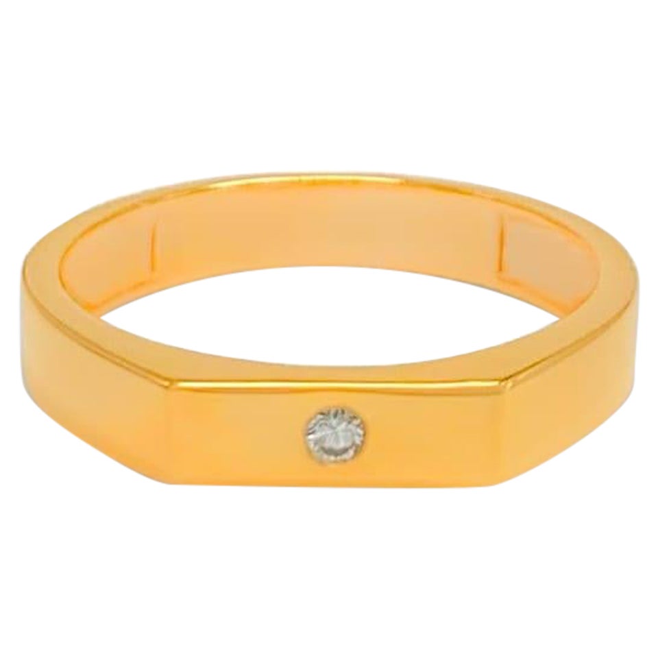 14K Solid Gold Diamond Edge Band for Men