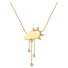 Rainy Day Cloud & Sun Anhänger Halskette aus 14K Massivgold