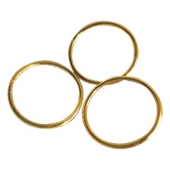 Wedding Band Ring Solid 14K Yellow Gold Thin Band Set of 3