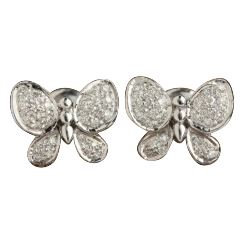 Minimalistischer Diamant-Schmetterlingsohrring 14K Weißgold-Ohrstecker
