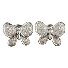 Minimalistischer Diamant-Schmetterlingsohrring 14K Weißgold-Ohrstecker