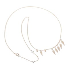 Natural Diamond Spike Charm Necklace 14K Solid Gold