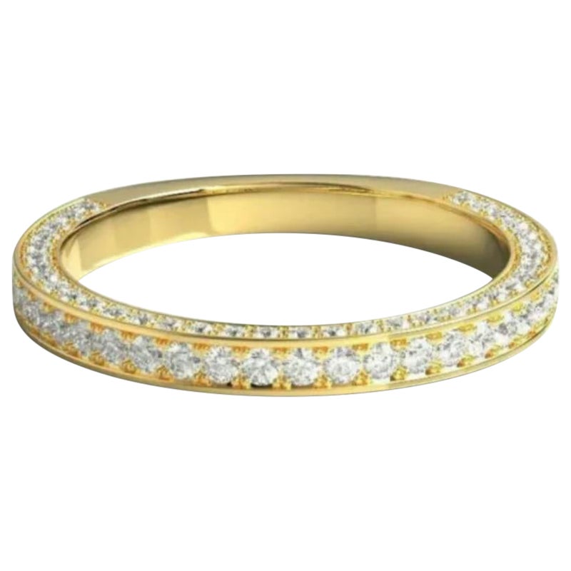 Diamond Wedding Band 14k Solid Yellow Gold Stacking Ring