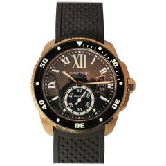 Cartier Rose Gold Calibre Diver Date black dial automatic Wristwatch 6