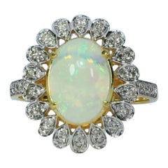 Pave Diamond Opal Ring in 14k Gold