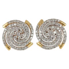 Runde Blumen-Diamant-Ohrstecker 14K Massivgold Handgefertigt