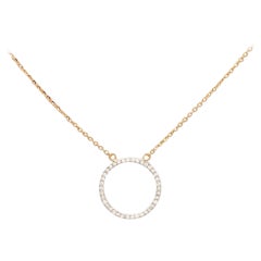 Collar Colgante Halo de Diamantes en Oro Amarillo de 14 K