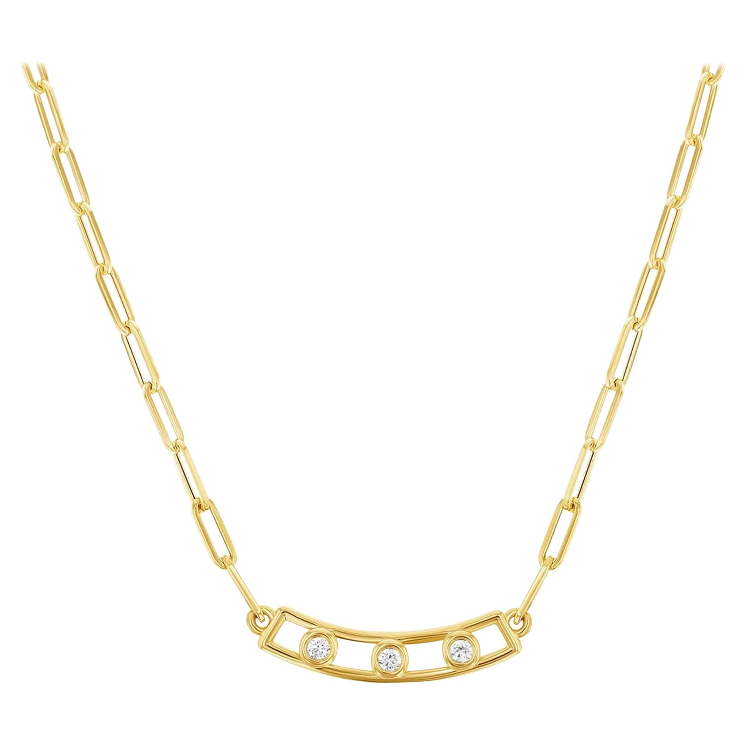 14K Massivgold-Diamant-Halskette für Damen 16"