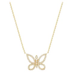 Diamond Butterfly Pendant Necklace in 14K Solid Gold 18"