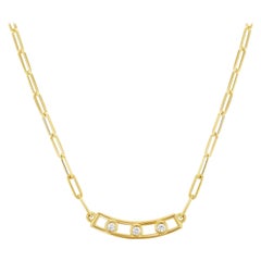 14K Solid Gold Diamond Necklace for Women 18"