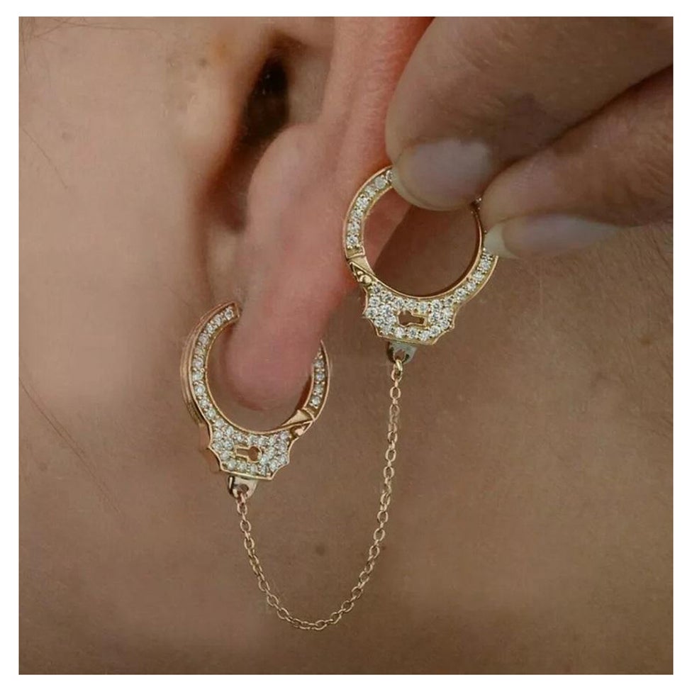 Diamond Hands Manschettenohrringe 14K Massiv Gold