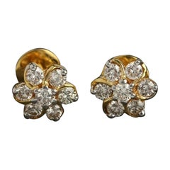 14K Yellow Gold Luxury Diamond Earrings Stud
