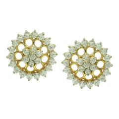 14K Yellow Gold Natural Diamond Stud Earring